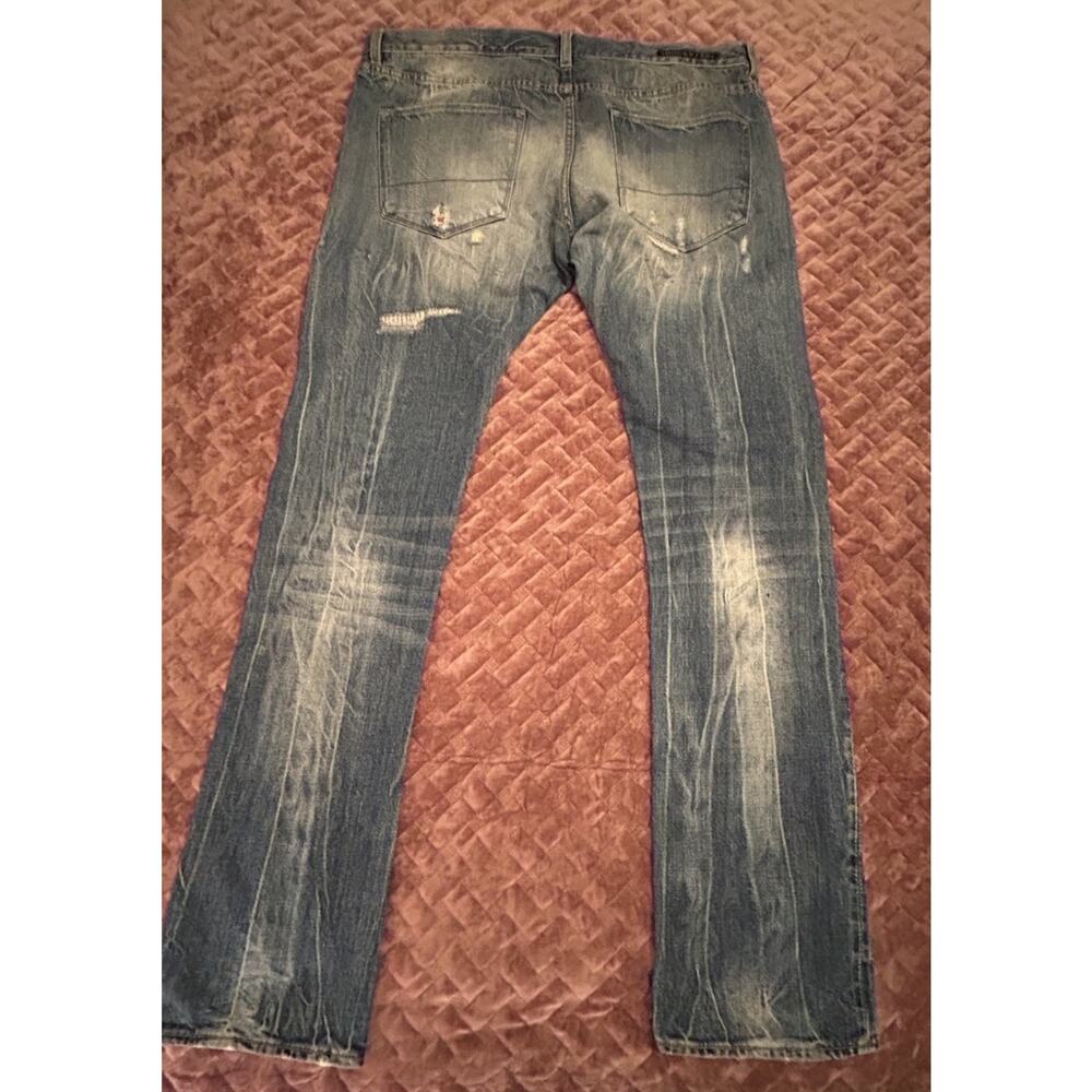 Men’s Straight Patchwork Distressed Blue Jeans - image 8